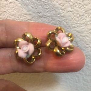 Antique Rose with gold plate earring